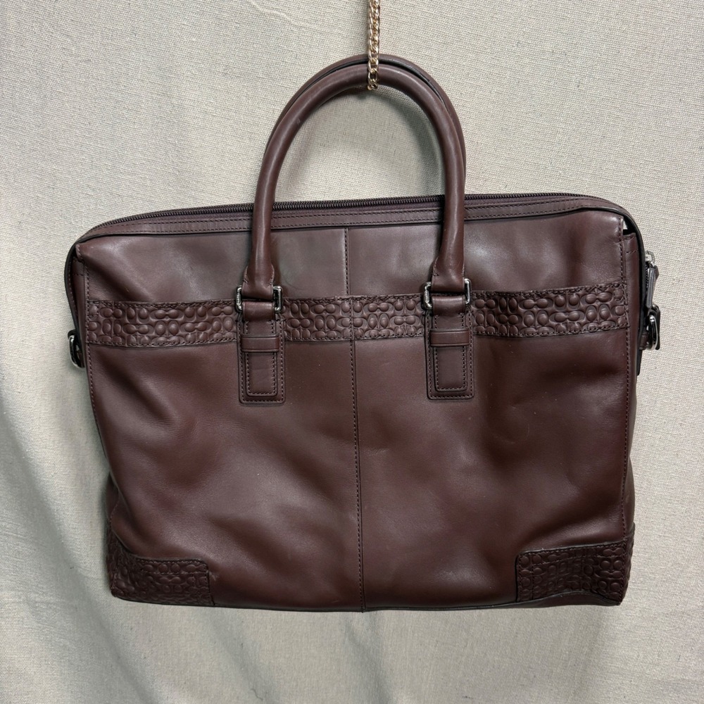Coach Thompson Heritage Leather Slim Briefcase Mahogany Brown F70454 - Picture 9 of 16